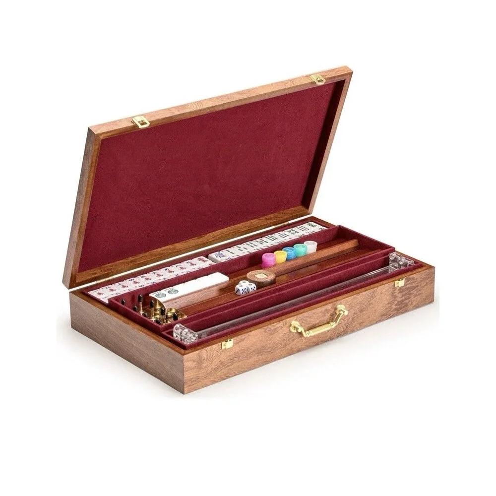 American Mahjong Set, Golden Fortune Wooden Case, Racks,Pushers(read Desc) USA
